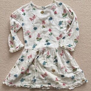 Cath Kidston Floral Kids Dress - White with Pink and Blue